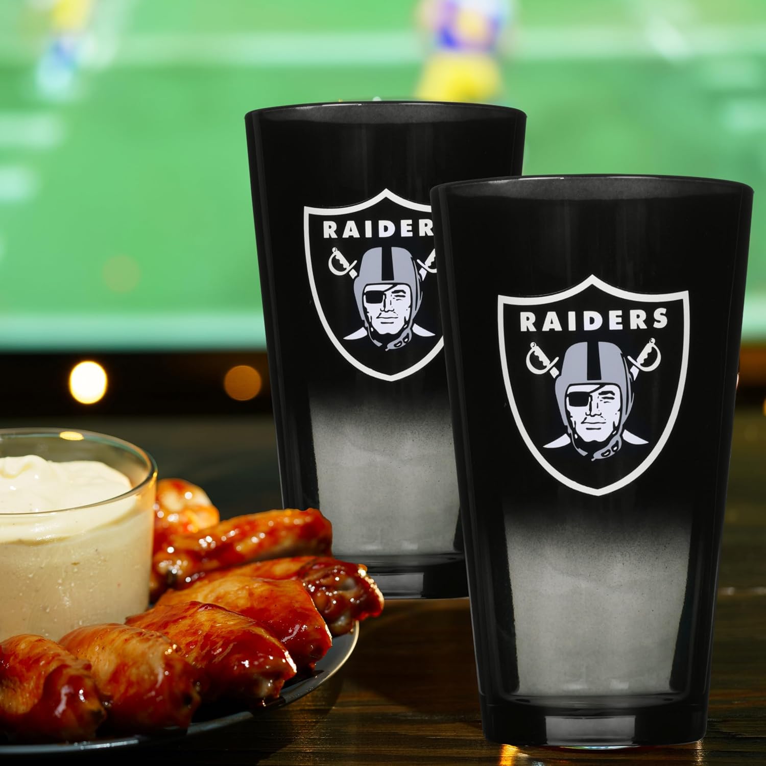 The Memory Company Officially Licensed NFL 2-Pack 16oz Ombre Pint Glass Set, Licensed Team Drinkware, Stylish Gameday Glassware, Team Logo