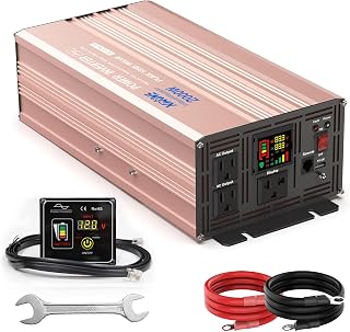 XWJNE Pure Sine Wave Inverter 2000 Watt Power Inverter 12V DC to 110V/120V AC with Remote Control, LED Display, 3 AC Outlets, 2 USB Ports Suitable for RV, Camping, Boat,Outdoor