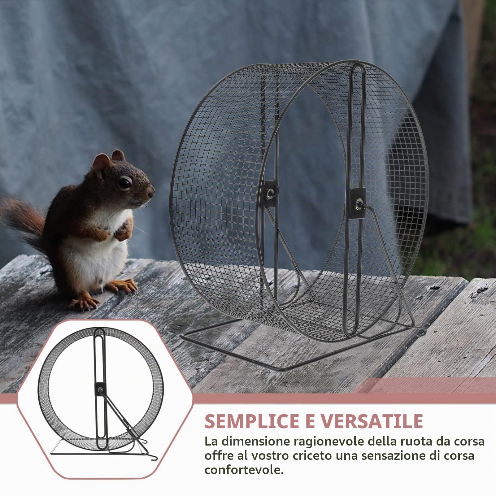 Ruota da Corsa Silenziosa per Criceti e Ricci, Ferro Nero | Gioco per Esercizio e Corsa, Accessorio per Piccoli Animali Domestici, Uso Interno