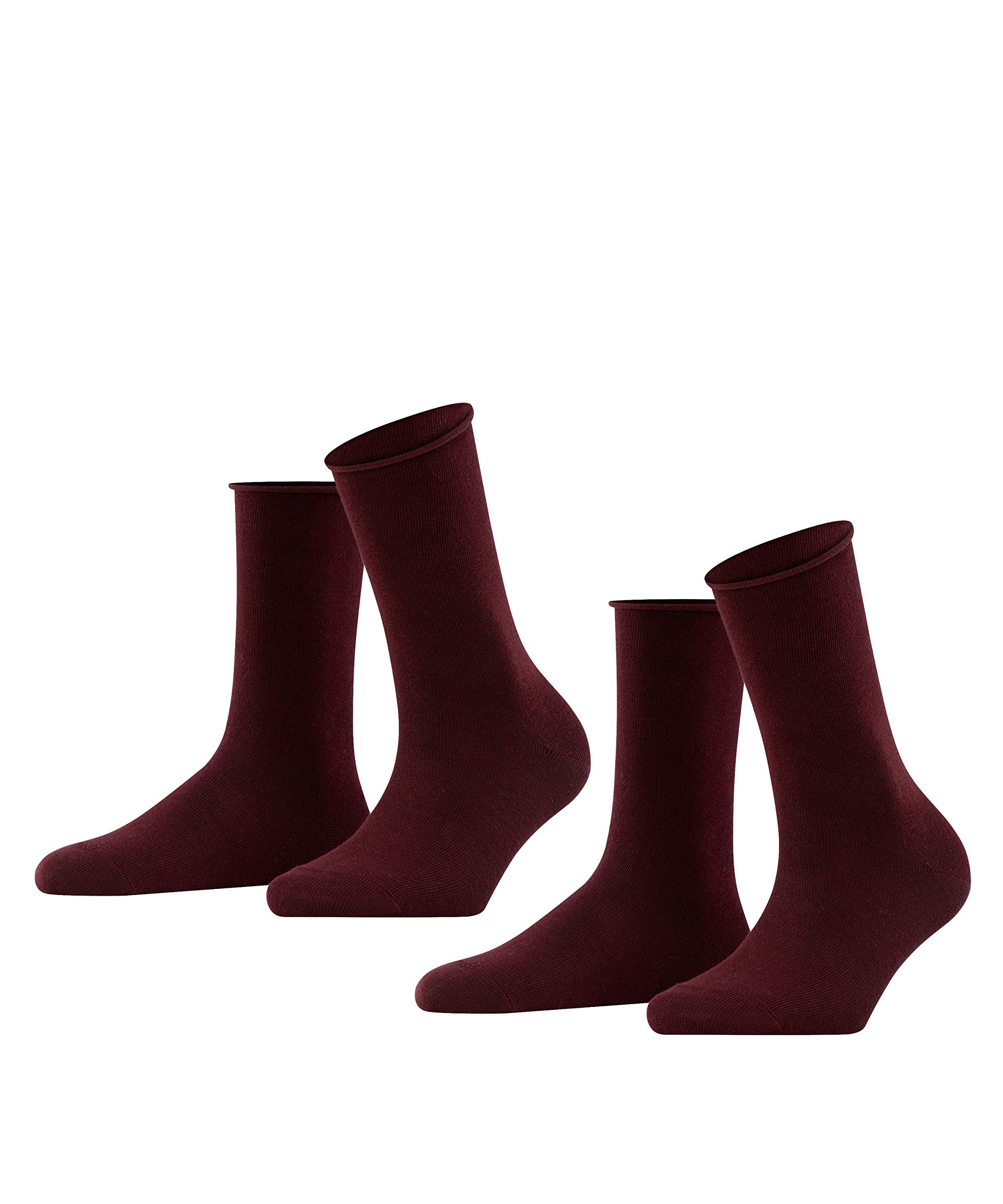 FALKE Women's Happy Double Pack W So Cotton Plain 2 Pairs Socks, Red Barolo 8596, 2.5-5