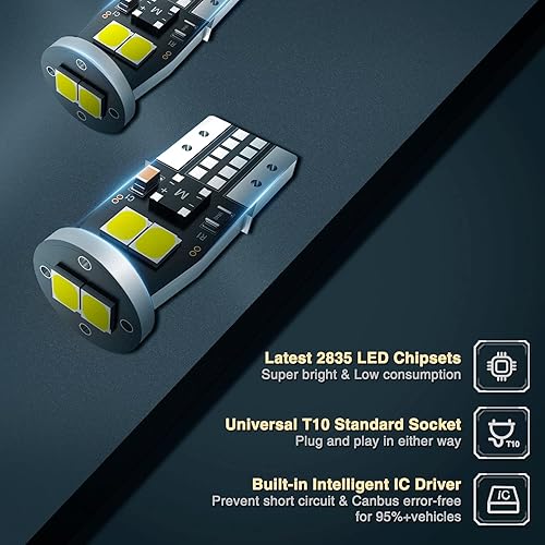 Miniatura 3 de Marsauto 194 Bombillas LED T10 168 192 2825 W5W 400LM 6000K 7000K 2835SMD Chip LED Bombillas de repuesto para 12 V coche interior domo mapa puerta