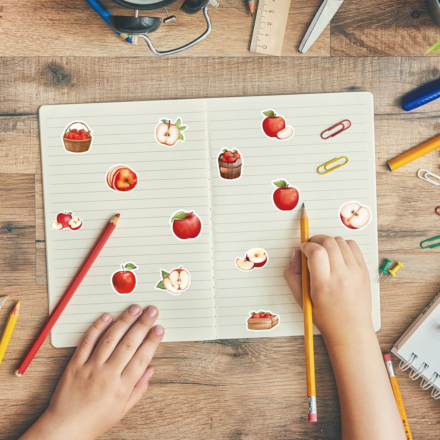 JarThenaAMCS 1000Pcs Fall Apples Stickers, Thanksgiving Crafts