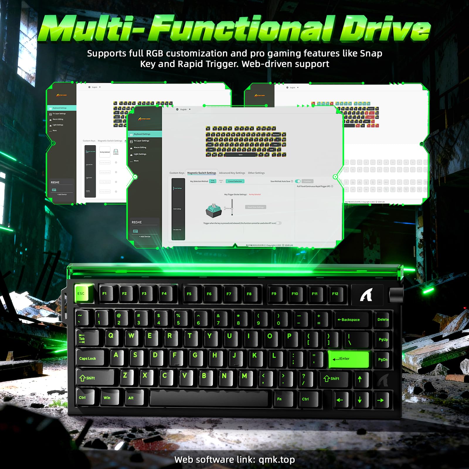 Amazon.com: ATTACK SHARK R85 HE 75% Magnetic Wired Gaming Keyboard