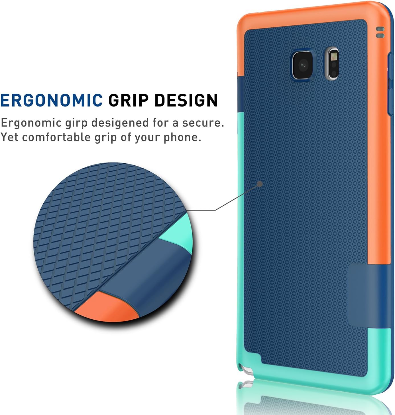 Galaxy Note 5 Case, TILL(TM) Ultra Slim 3 Color Hybrid Impact Anti-Slip Shockproof Soft TPU Hard PC Bumper Extra Front Raised Lip Case Cover for Samsung Galaxy Note 5 V SM-N920 [Blue]