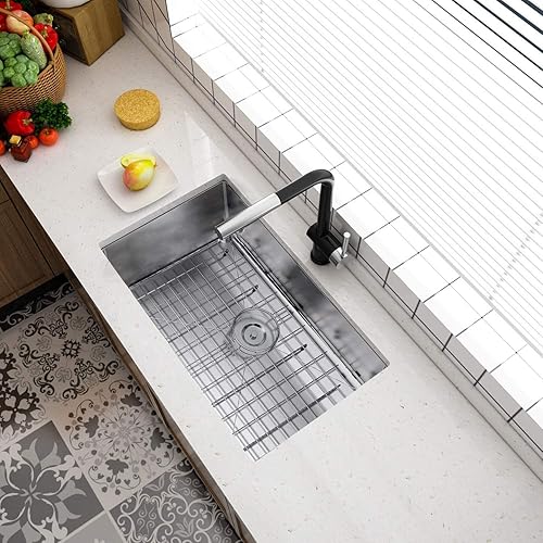 Miniatura 10 de TORVA Fregadero de Montaje Bajo para Cocina de Acero Inoxidable de una Cavidad Calibre 16, Fregadero de Cocina de 9 Pulgadas de Profundidad, US 30 x