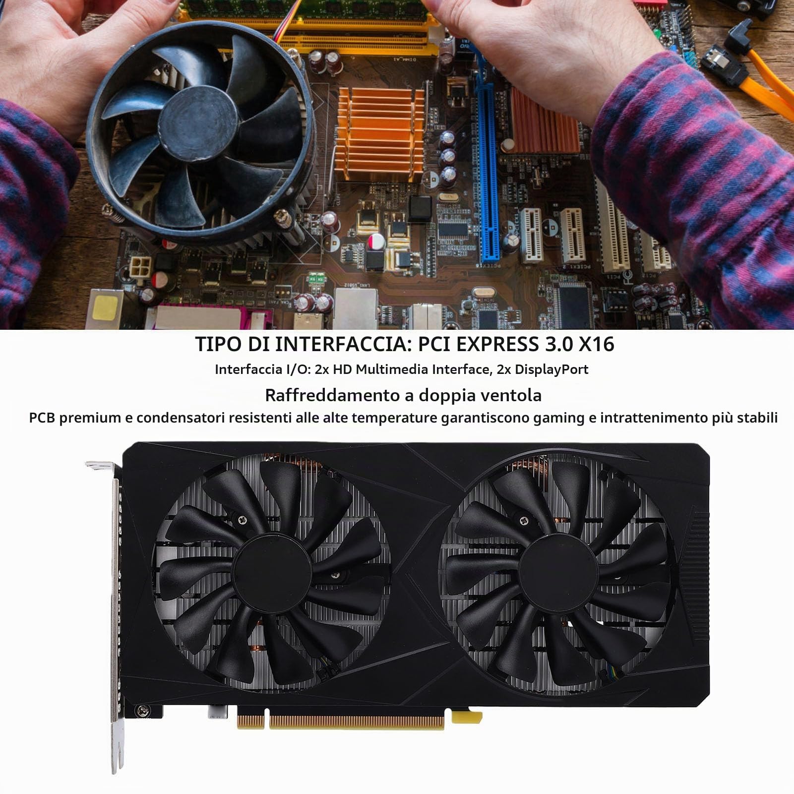 Tonysa Scheda Grafica RTX3060 da 12 GB GDDR6 GPU per Scheda Video da Gioco PCI Express 3.0 X16 a 192 Bit con Doppie Ventole di Raffreddamento per Computer PC