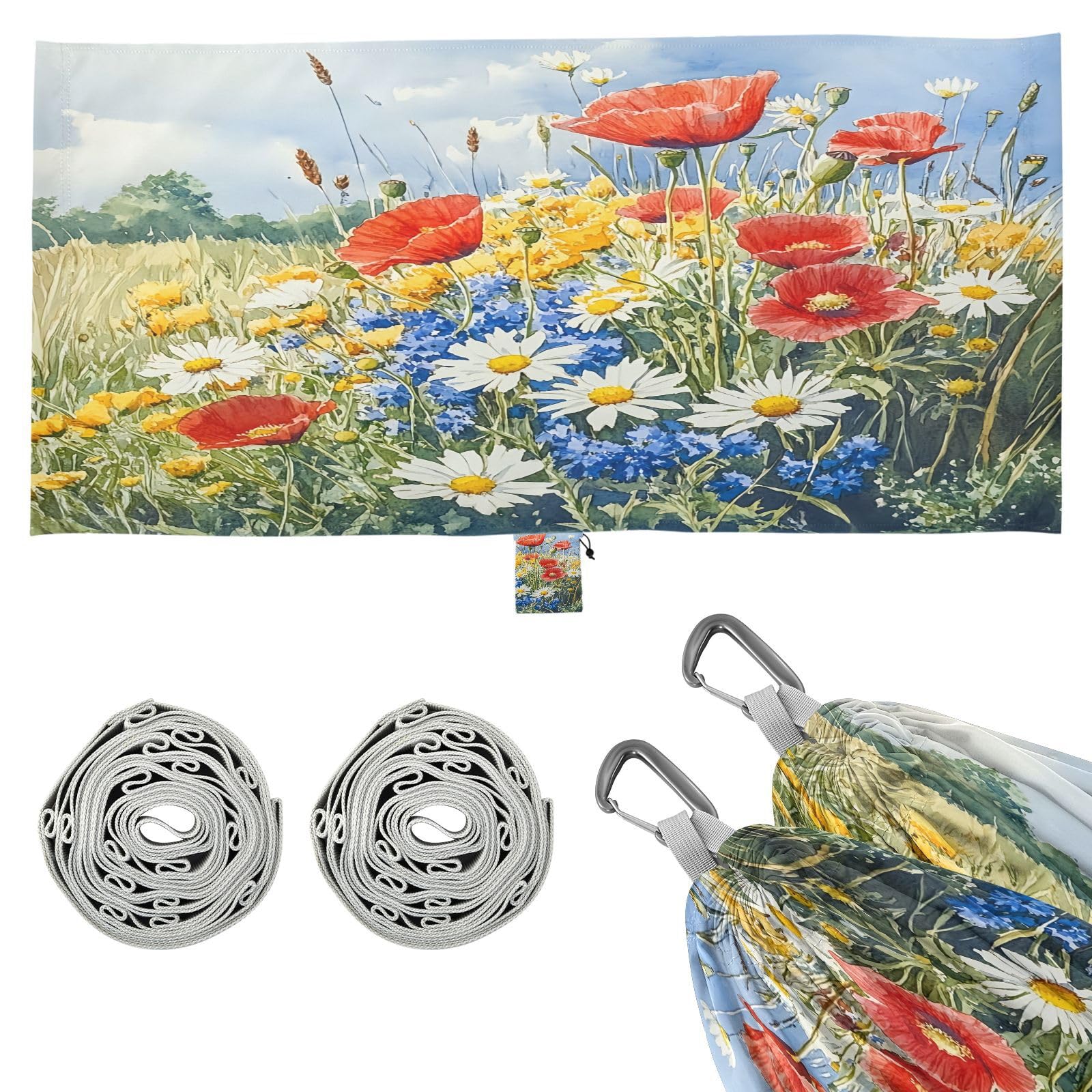 ATTX Beautiful Spring Flowers Camping Hammock - Lightweight & Portable Hammocks, Heavy Duty 330lbs Capacity for Indoor, Hiking, Backpacking, Travel, Backyard, Beach#57