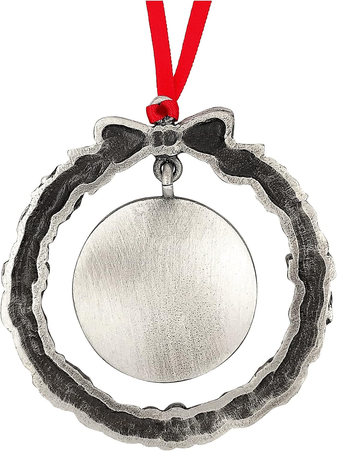 Reindeer Coin Wreath Silvertone Pewter Ornament | Colorized JFK Half Dollar | Red Ribbon | Certificate of Authenticity