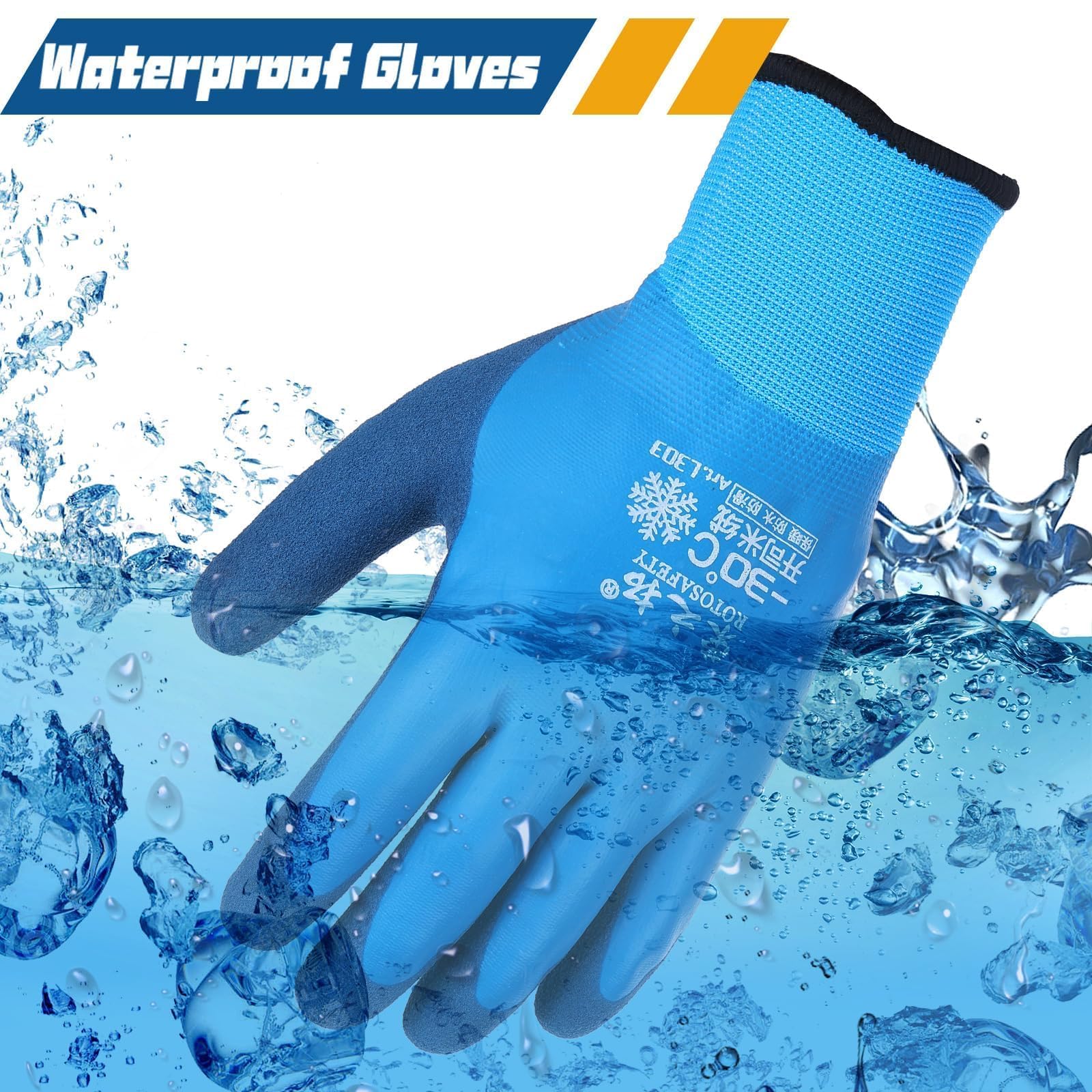 Guantes de trabajo de invierno impermeables para hombre y mujer (6 pares de guantes de trabajo calientes y congeladores para hombre y clima frío (azul, 6)