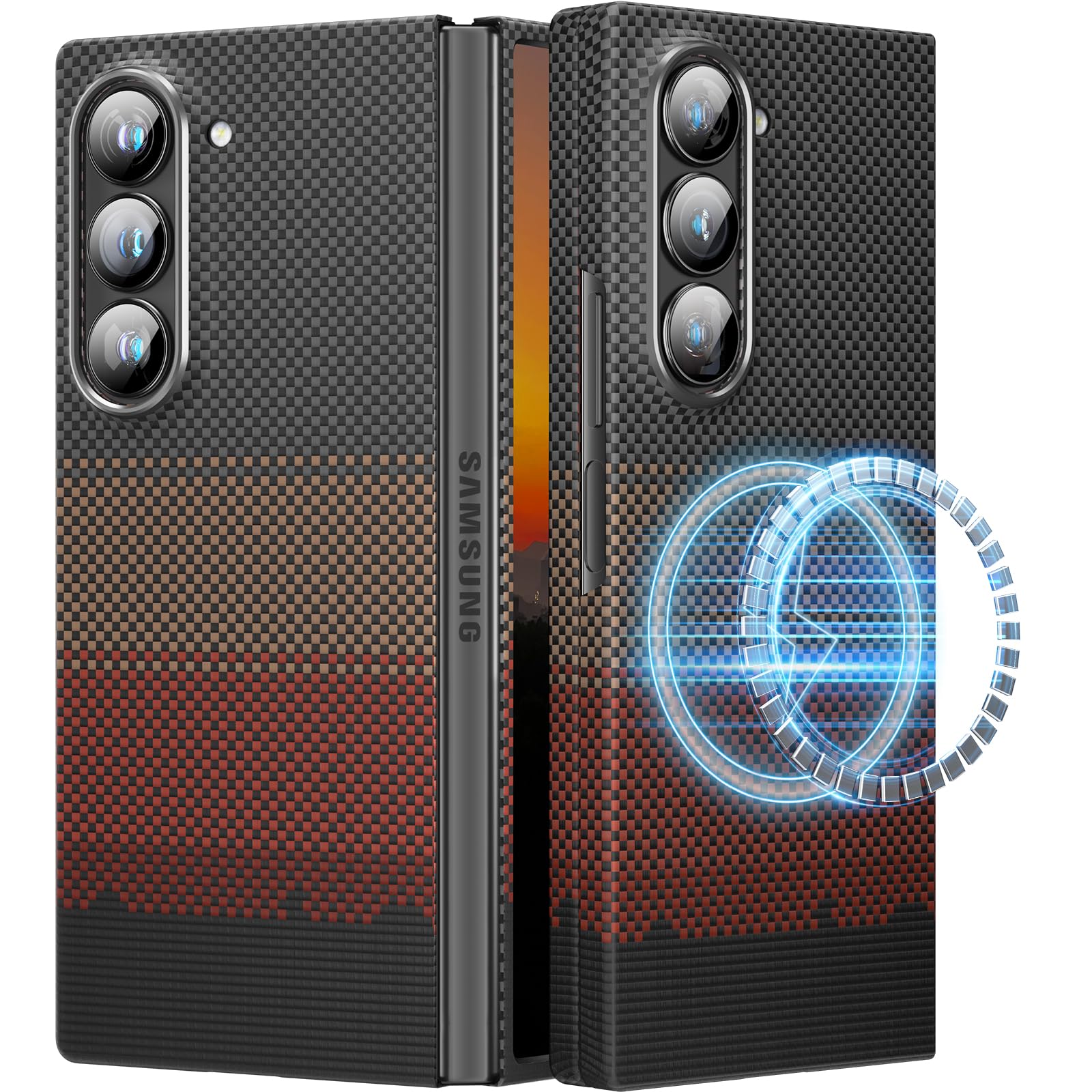 Amazon.com: memumi Magnetic Carbon Fiber Case for Samsung