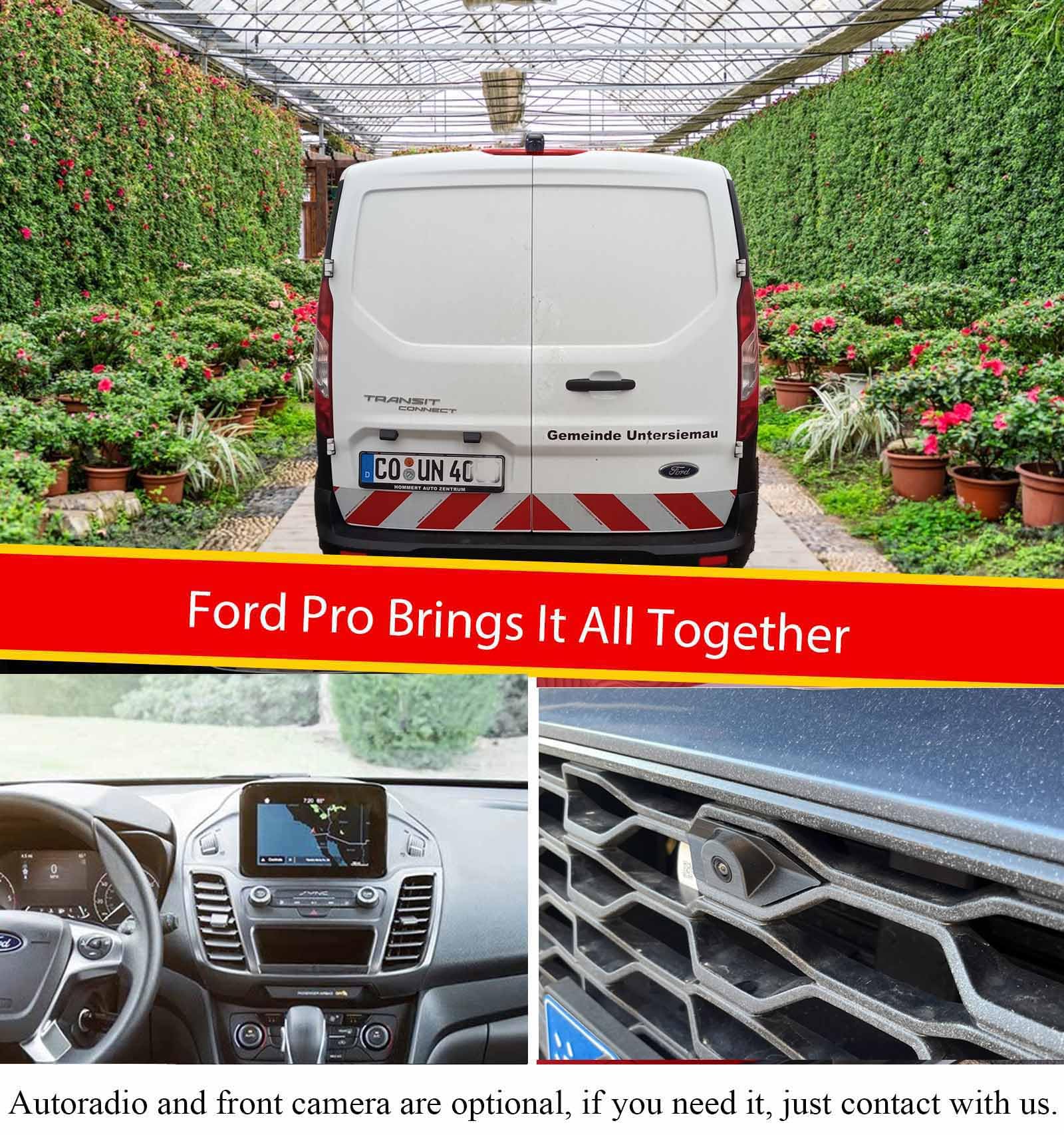 Doppellinsen-Rückfahrkamera mit 3. Bremsleuchte, Dual Rückfahrkamera, Rückfahrkamera mit Zwei Kameras+7 Zoll LCD Rückspiegel für Ford Transit Connect 2 ll/XL Cargo Titanium Passenger