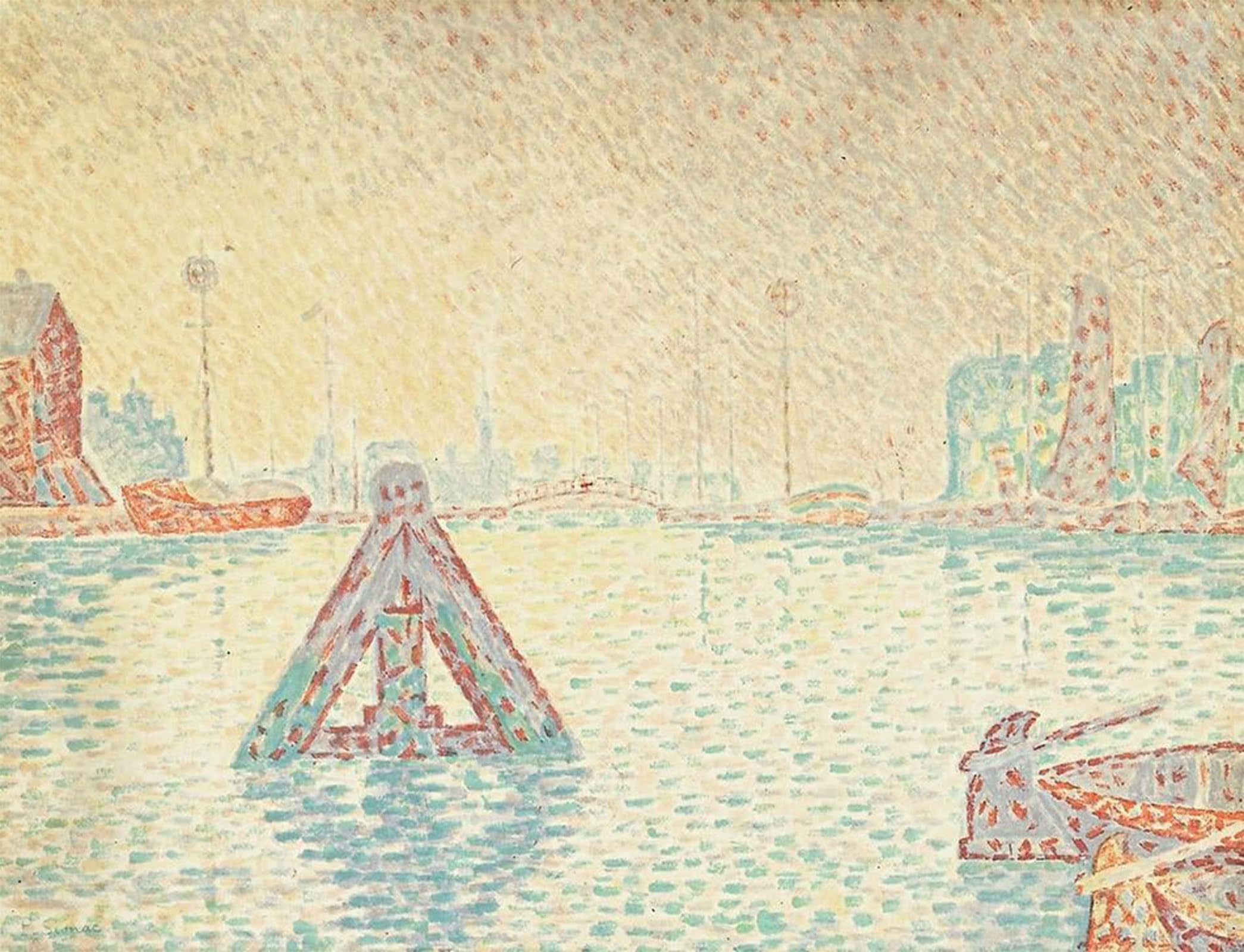 Serendipitp No Frame Abstract Painting Mural Print Picture Wall Decor Painting In The Beacon By Paul Signac Vintage Wall Artwork For Home Decor 60X90cm