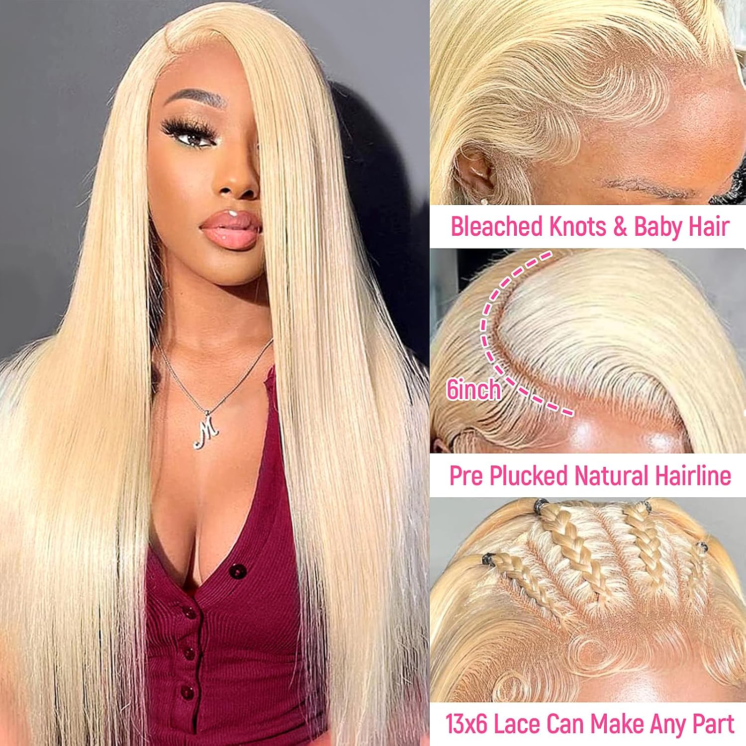 613 Lace Front Wig Human Hair 200 Density 13x6 Blonde Wig Human Hair 613 Straight HD Lace Front Wigs Human Hair Pre Plucked Blonde Human Hair Wig for Women (32inch)