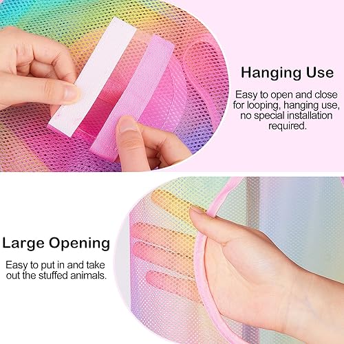 Miniatura 5 de Basumee Red de animales de peluche, 2 piezas, hamaca de red de almacenamiento de animales de peluche para animales de peluche, hamaca de malla para