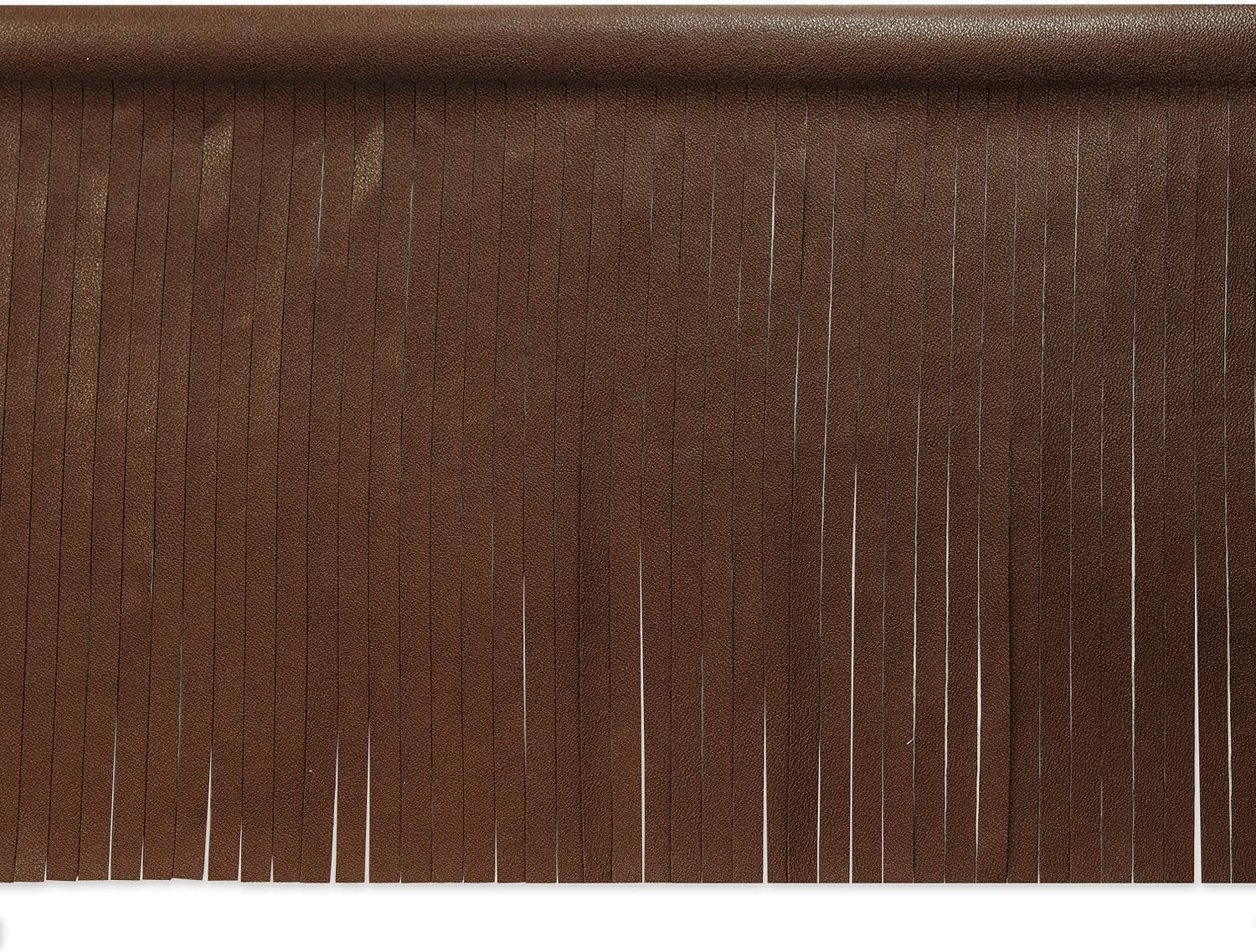 Trims by the Yard 6" Matte Finish Vegan Leather Fringe Trim, Brown (5 Yard Cut)
