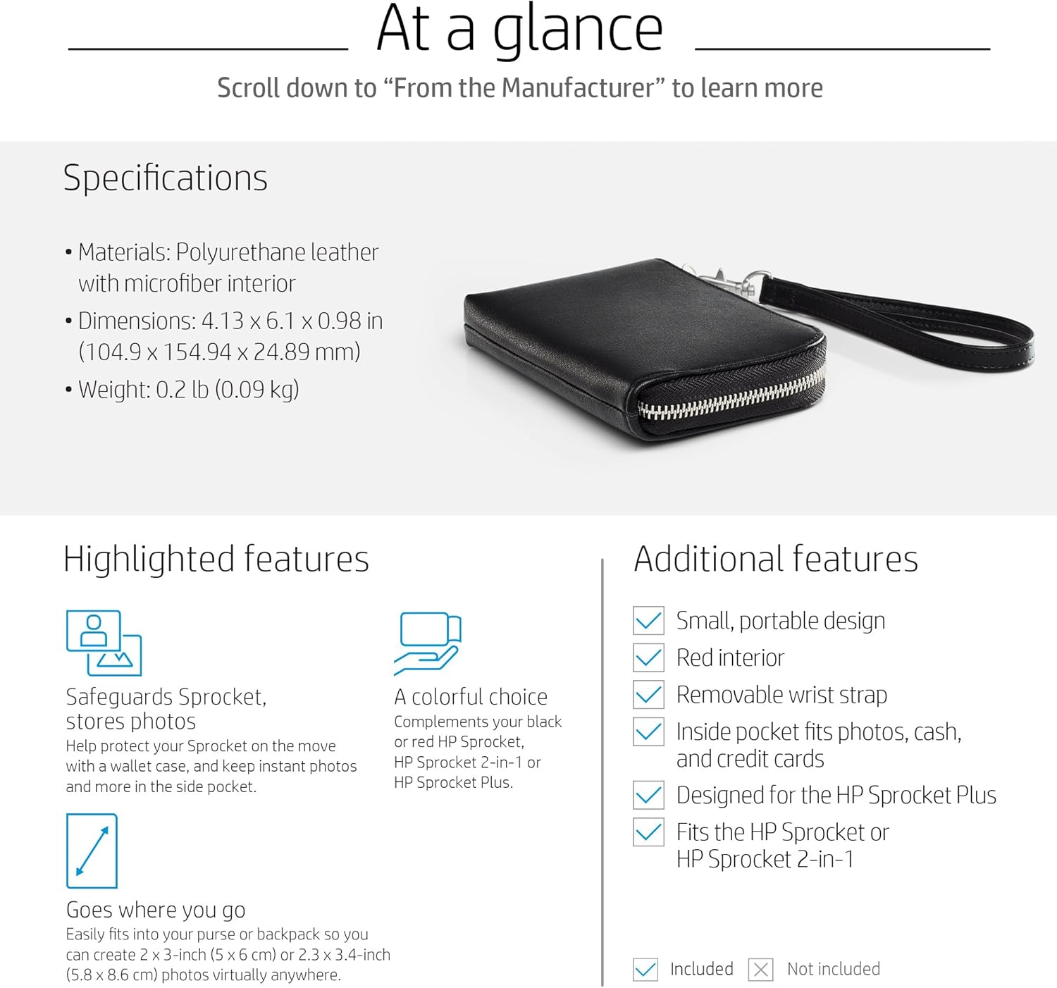 HP Sprocket Black Wallet Case (2HS23A)