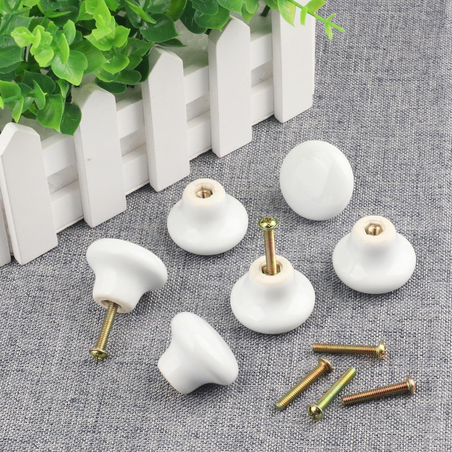 40 Packs White Ceramic Cabinet Knobs, Glossy Ceramic Knobs, Handles Drawer Cupboard Cabinet Knobs for Kitchen Office Bathroom, Wardrobe Drawer, Dresser