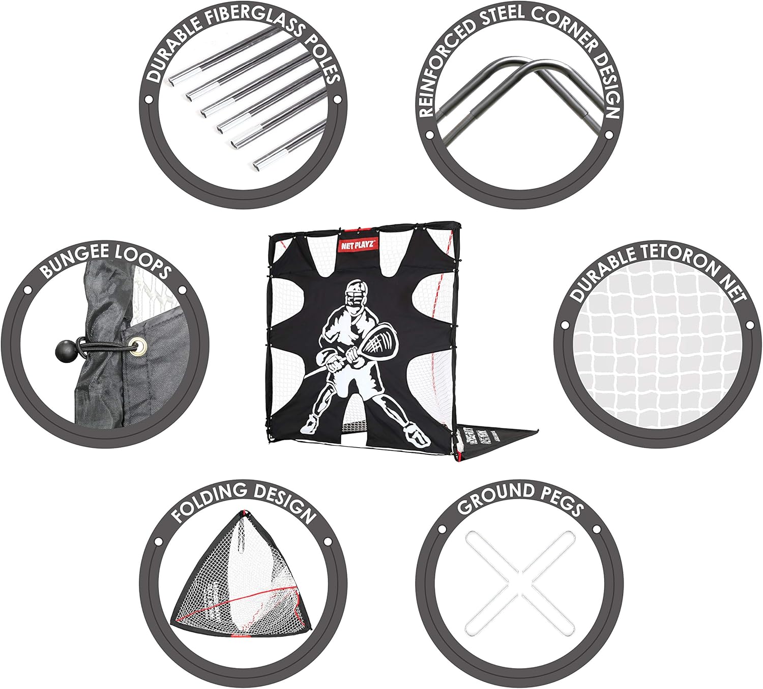 NET PLAYZ 6 x 6 x 6 Feet Lacrosse Goal Fast Install, Fiberglass Frme, Lightweight, Foldable, Portable, Carry Bag Included, With 1 Extra Target Pane : Sports & Outdoors