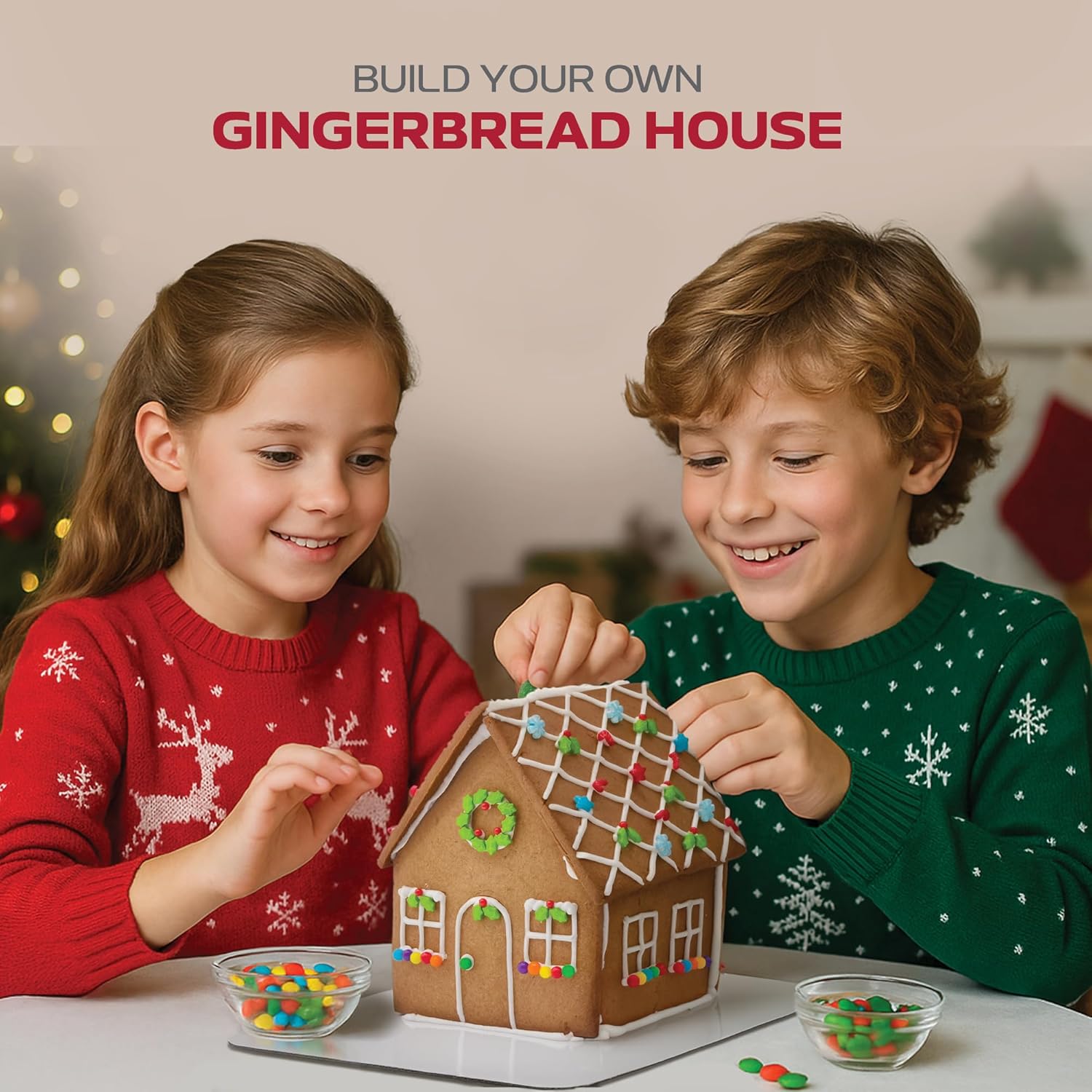 Large Gingerbread House Kit - 16 Piece Holiday Cookie Decorating Kit - Easy to Assemble Christmas Gingerbread House for Kids - Pre-Baked, Candy & Icing – Fun Holiday Activity for Christmas.