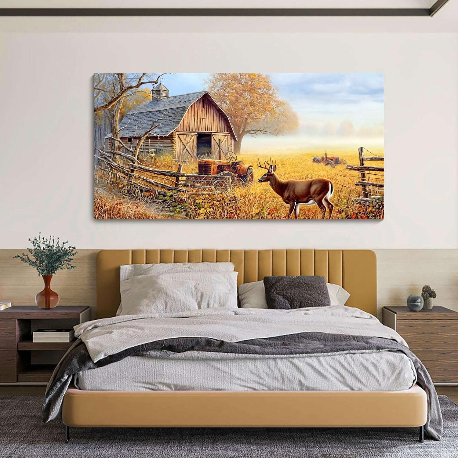 JEAWA Animal Canvas Wall Art Decor - Deer Canvas for Wall Decor, Farm Artwork Decor, Large Wall Art for Living Room Bedroom, 29x58 IN