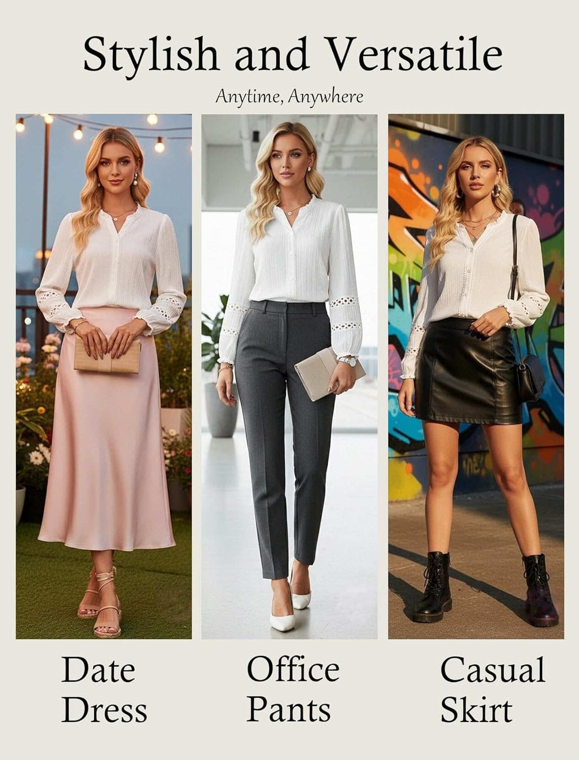 GRACE KARIN Women Dressy Casual Tops,Long Sleeve Button Down Ruffle Blouse,Work V Neck Shirt Summer Spring Business Outfit - Image 4