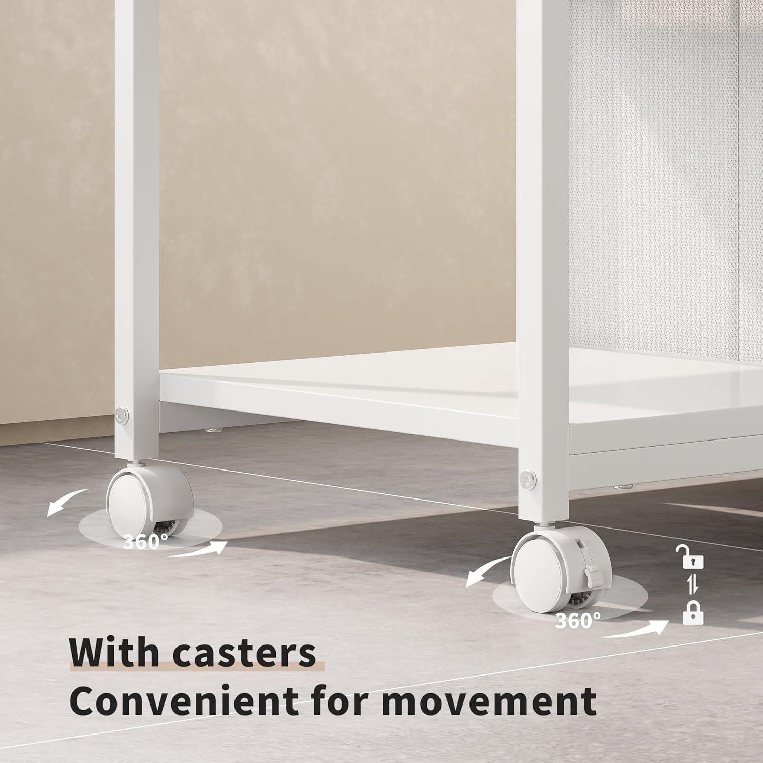 Mobile File Cabinet,Lateral Filing Cabinet with 3 Fabric Drawers,Rolling Printer Stand with 4 Open Storage Shelf for Home Office, White