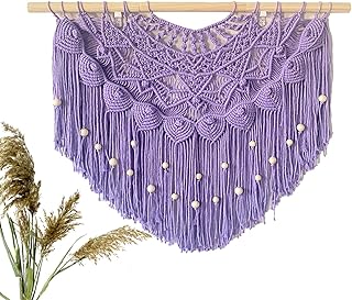 Youngeast Large Macrame Wall Hanging Boho Beaded Curtain for Window Macr...