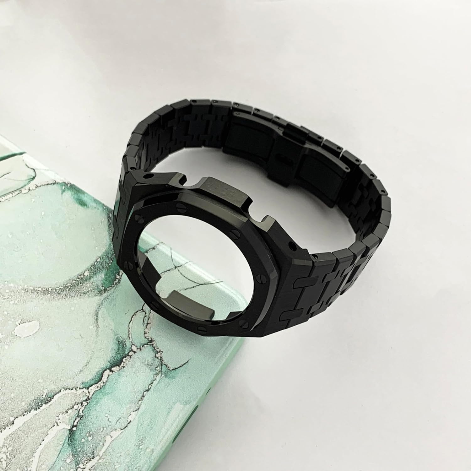 Ga2100 Watch Strap Case Mod Kit Parts,316L Metal Stainless Steel Band Bezel Custom Royal Oak Accessories Ring Compatible With Men's Watches G-Shock Ga-2100/GAB-2100/GA-2110