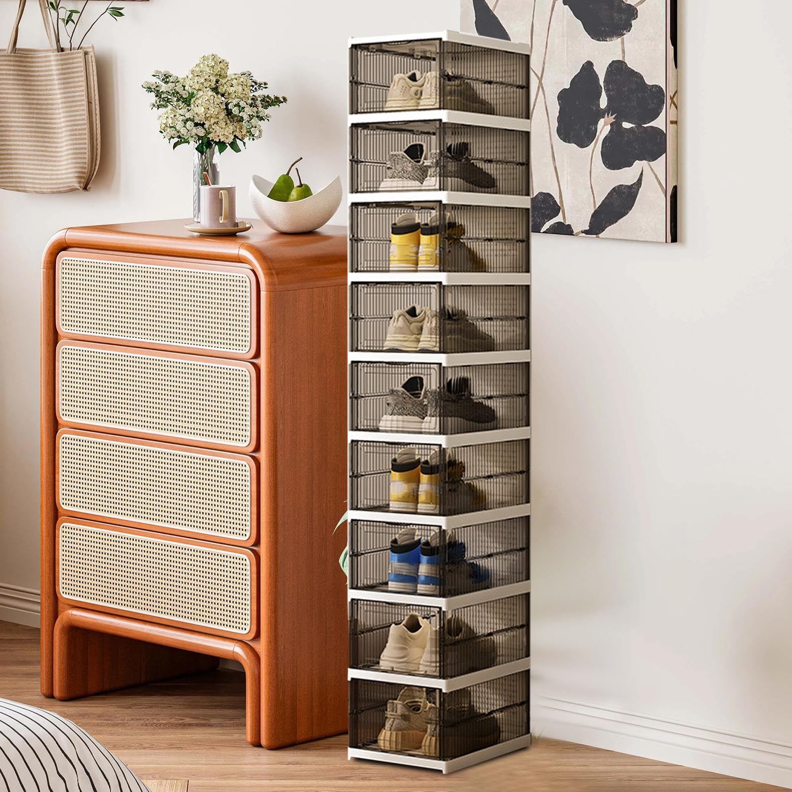Multi Tier Folding Shoe Rack, Compartment Footwear Organizer, Household