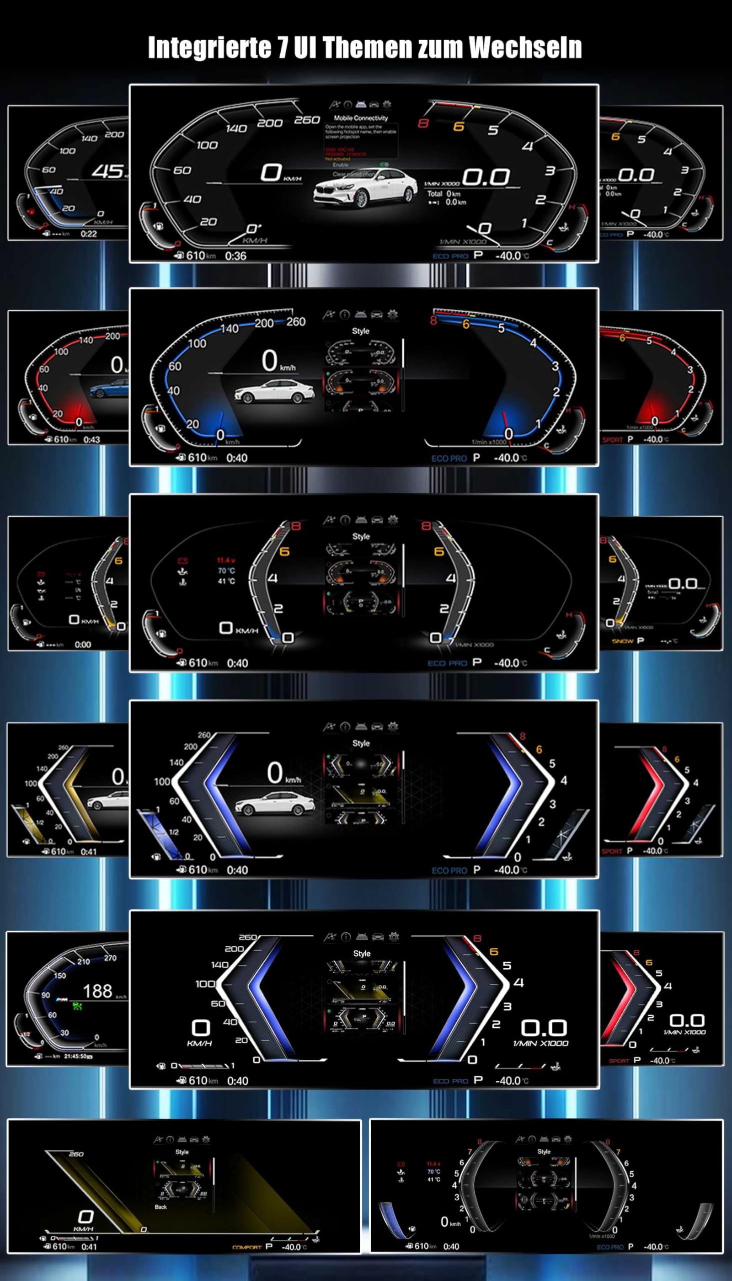 Tachimetro Digitale LCD 12,3" per BMW 5 Serie E60 E61 X5 E70 X6 E71 CiC CCC Plug & Play HD Display