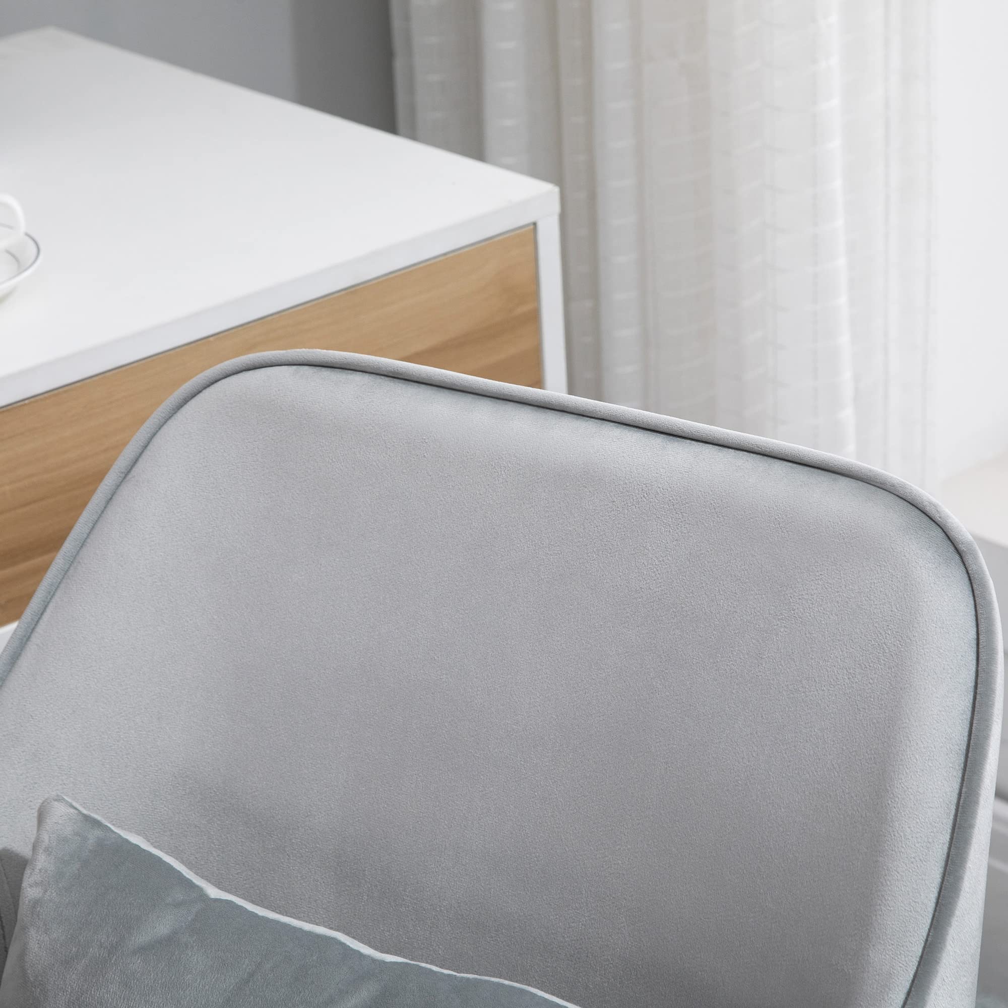 Vinsetto Bürostuhl mit Massagefunktion Ergonomischer Chefsessel Hellgrau | Höhenverstellbar, 360° Drehbar, Computerstuhl, Samtoptik, USB-Schrittstelle