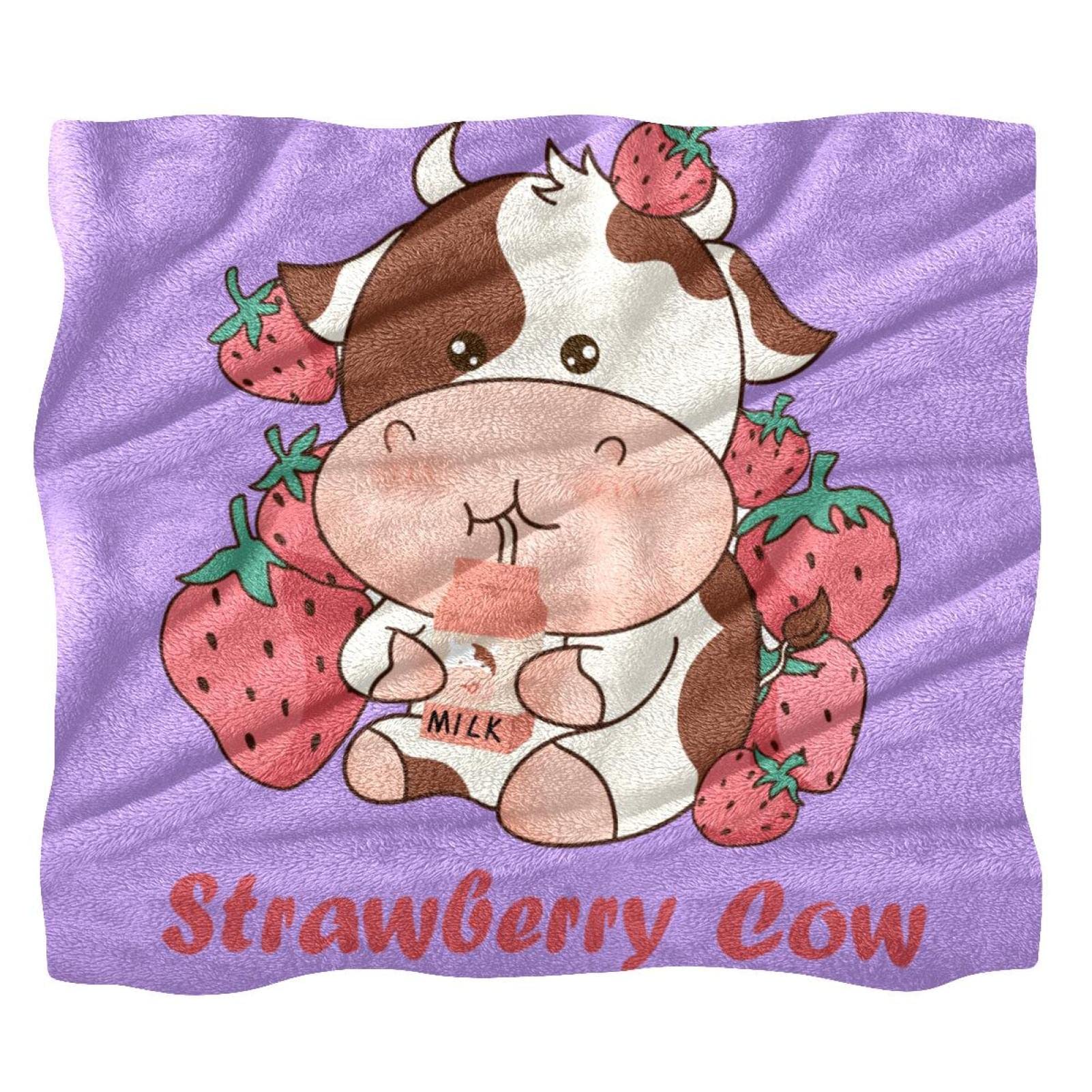Couvre-lit doux contre le froid pour chambre d'enfant motif vache