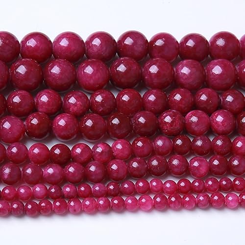 Miniatura 22 de Cuentas sueltas redondas de gemas naturales, cuentas de cristal de piedra energética para hacer joyas 15" (Cristales de cuarzo de fresa, jades, 6MM)