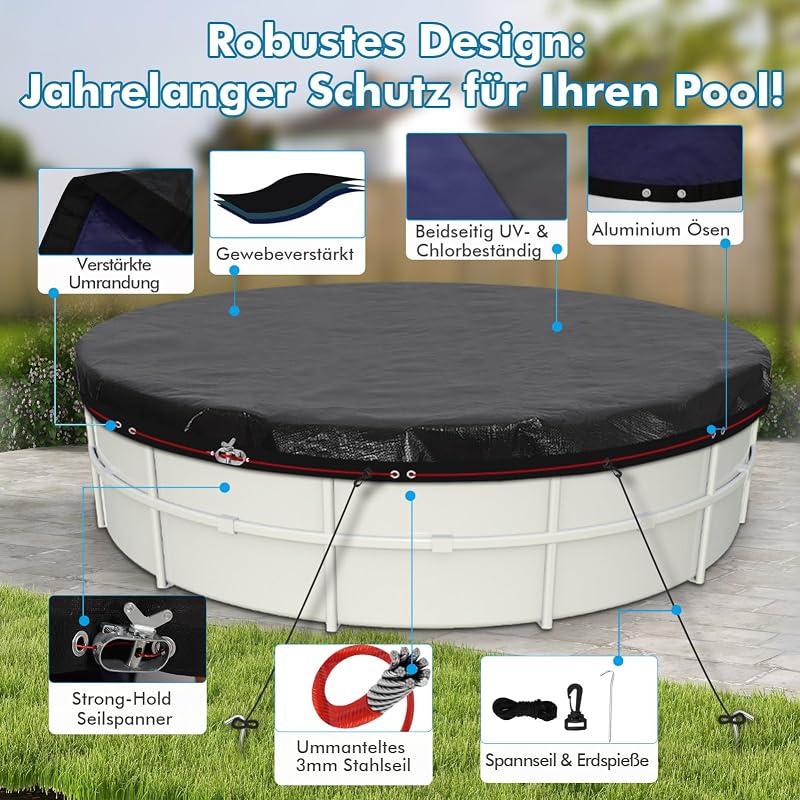 HAUSPROFI Kerek Medence Takaró 560 cm, UV-Álló Vízálló Ponyva 200g/m²