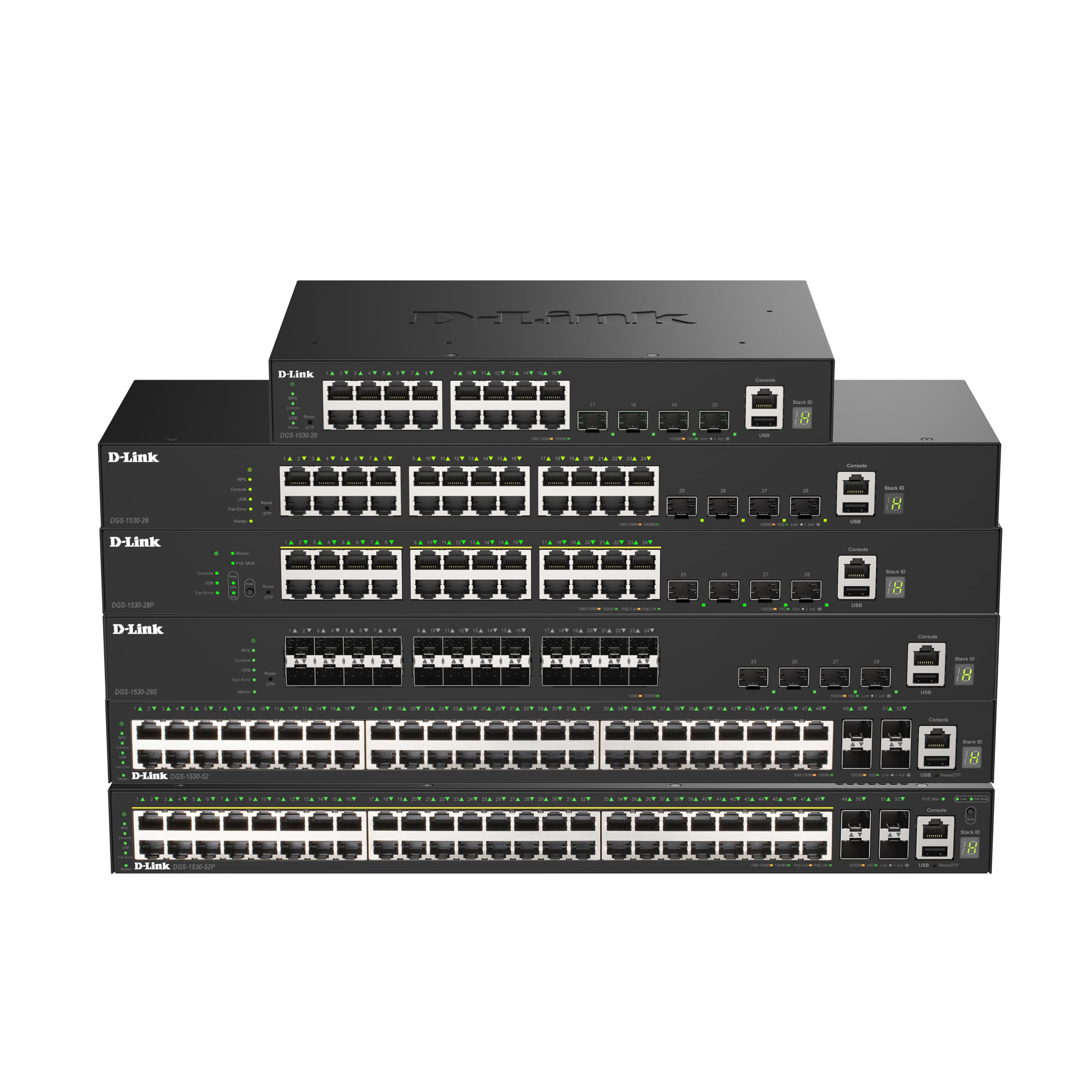 D-Link Switch gestito intelligente PoE+ impilabile Gigabit a 28 porte DGS-1530-28P con 4 porte SFP+ da 10G