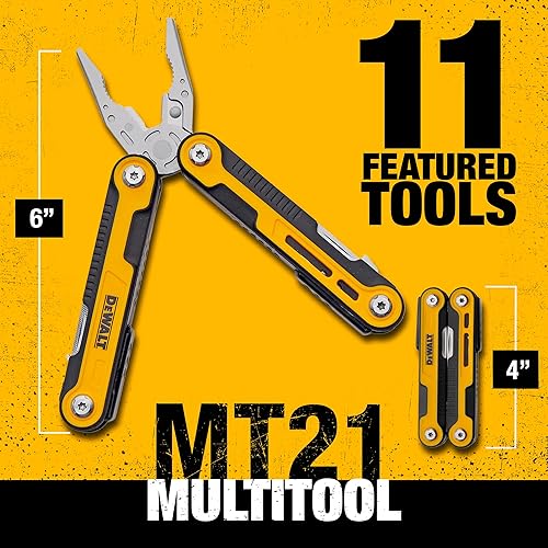 Miniatura 3 de DEWALT Multiherramienta 11 en 1 con funda Herramienta de bolsillo plegable con cuchillo, alicates, destornilladores, sierra, lata y abridor de