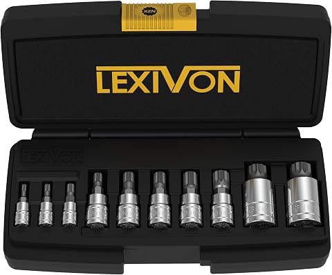 LEXIVON Set di Chiavi a Bussola con Punta XZN Triple Square, Lega di Acciaio S2 di Qualità | Set da 10 Pezzi EU M4 - M18 | Pratica Valigetta (LX-145)