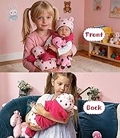 Vista 4 de Ropa de muñecas Reborn para niña, ropa de bebé rosa, ropa de muñecas de 17 a 22 pulgadas, juego de accesorios para muñeca Reborn niña recién nacida