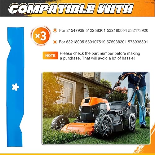 Miniatura 2 de Cuchillas de corte de alta elevación de 48 pulgadas para Hus qvarna Ariens Poulan 21547939 AYP 173920 180054 YTH 2348 YTH 2348 512258301 532180054