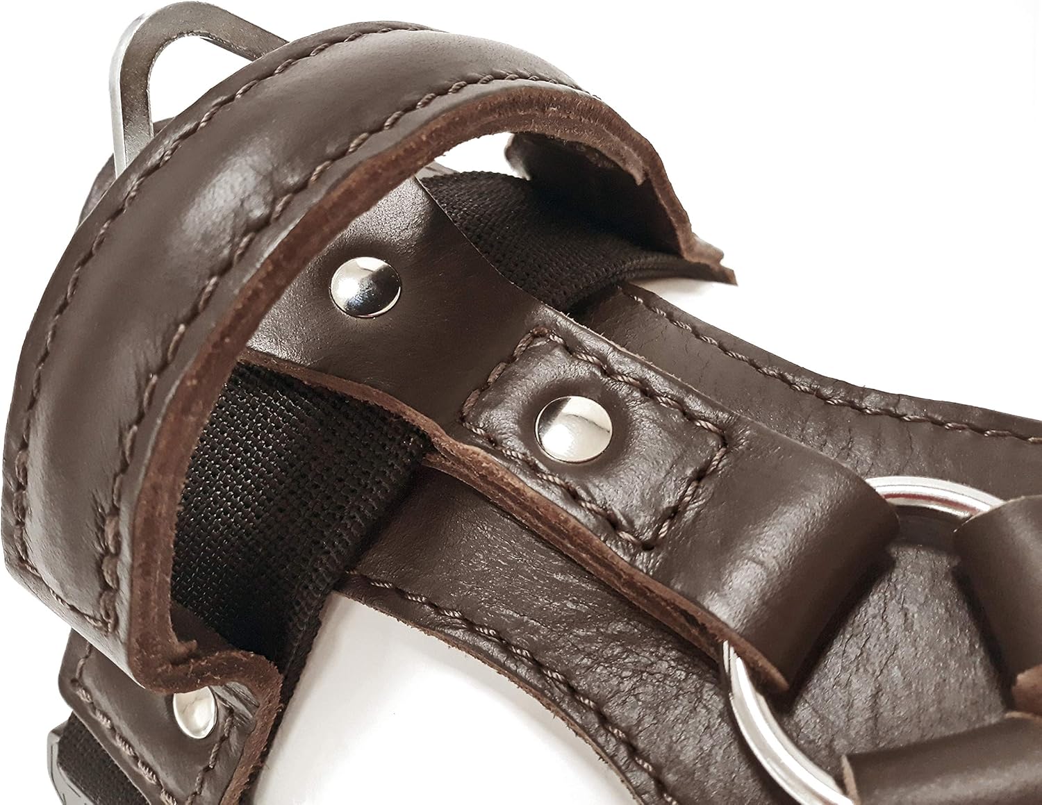 Epic Dog Harness, Classical Leather with Powerful Safety System, Adjustable, Amortized, Lined, Recommended by Professionals