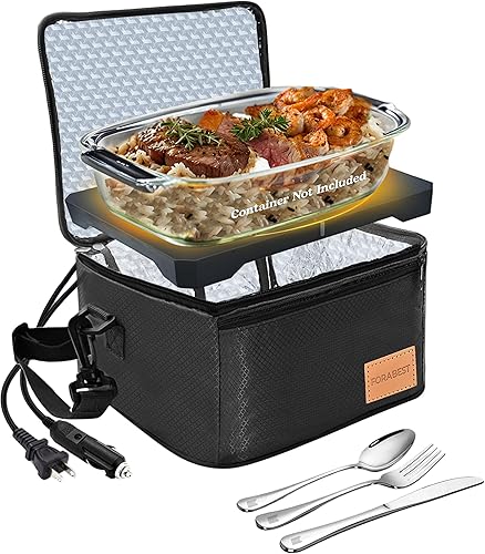 Miniatura 10 de FORABEST Calentador de alimentos portátil para microondas, 12 V, 24 V, 110 V, calentador de alimentos portátil, caja de almuerzo portátil personal