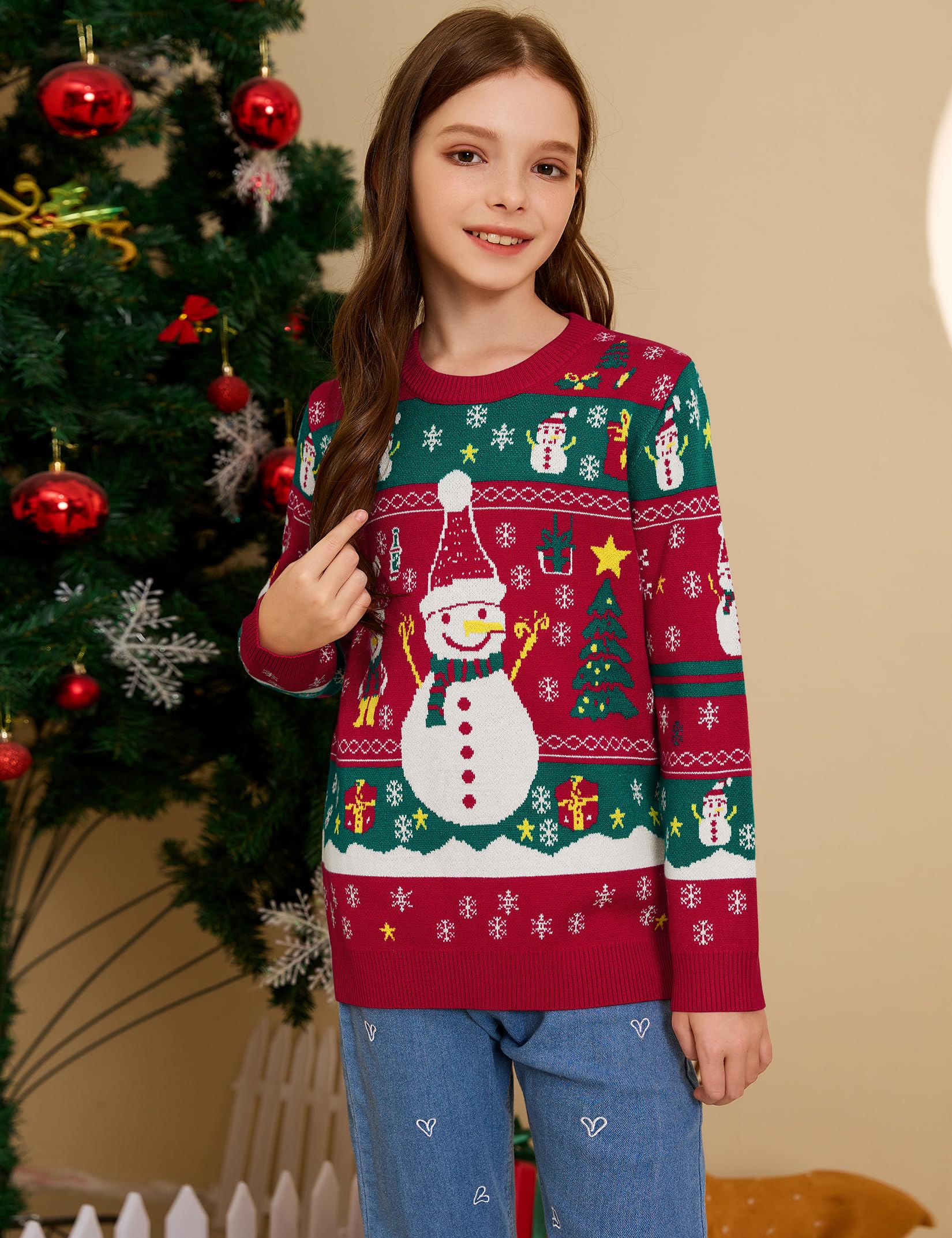 Jersey de Navidad para Mujer, Hombre, niños, Divertido, suéter navideño, Cuello Redondo, suéter de Punto, Unisex, Conjunto Familiar