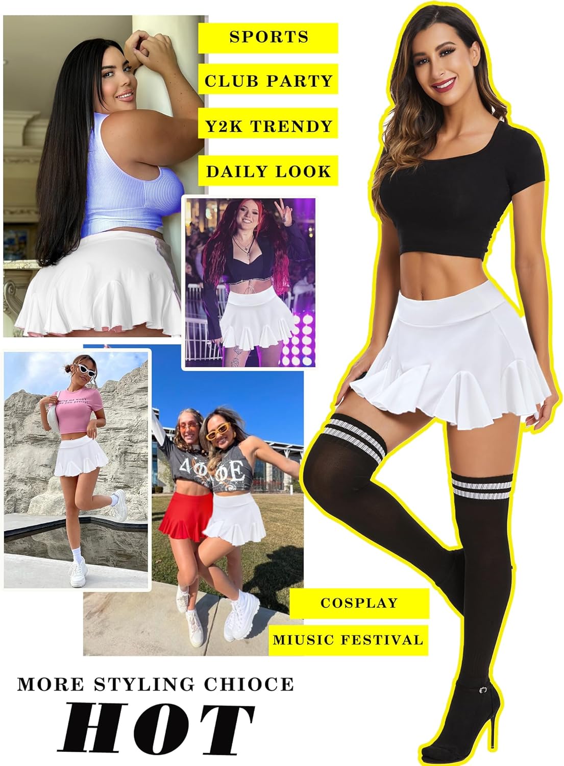 Avidlove Mini Skirt for Women Sexy Pleated Skirts High Waist Skater Skirt Ruffle Lingerie Skirts - Image 5