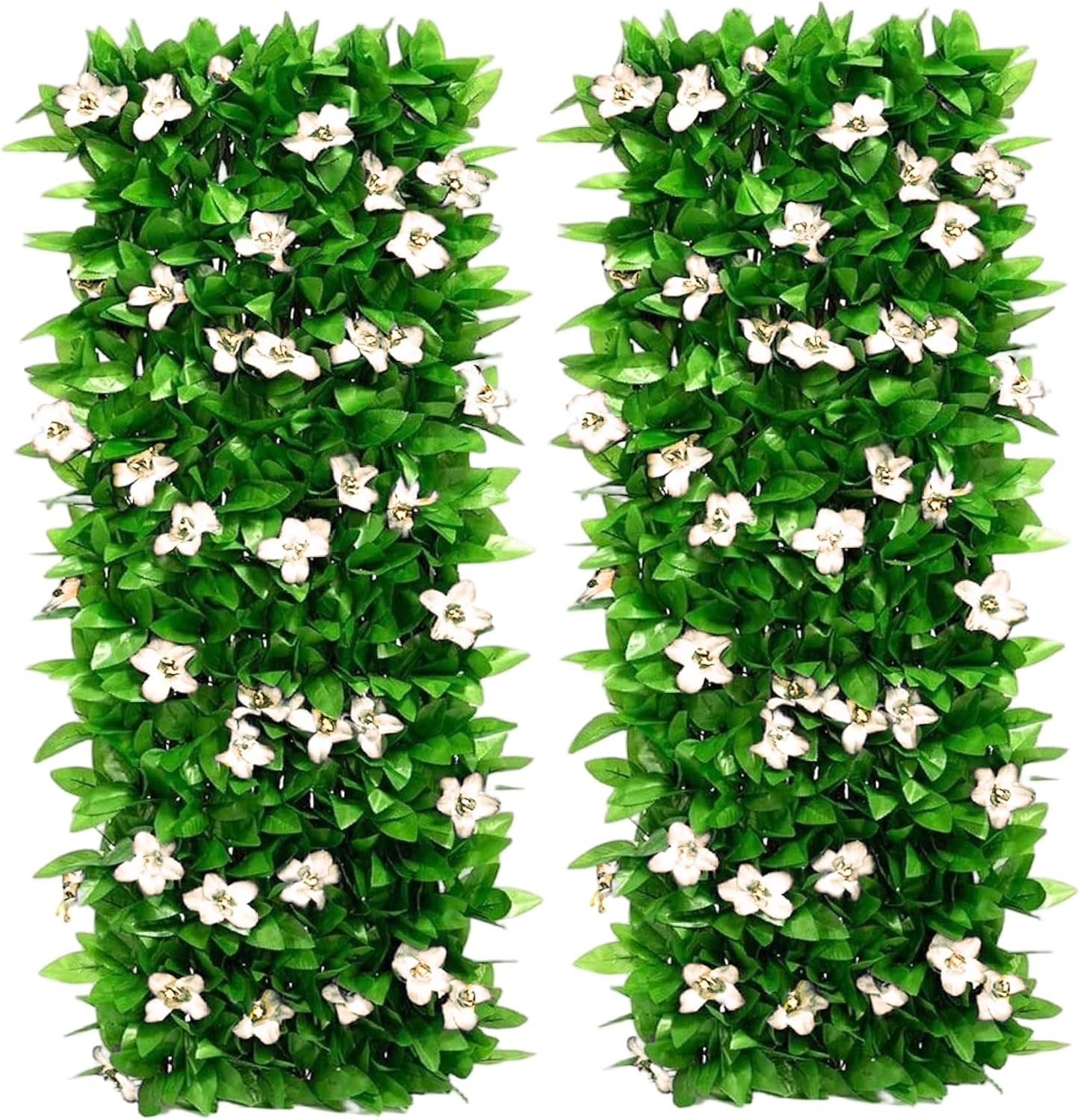 2Pcs Balcony Privacy Screen Artificial White Orchid Fence Foldable Faux Ivy Panel