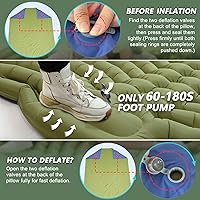 Vista 5 de Colchoneta doble para acampar – Colchón de camping ultraligero con almohada, bomba de pie integrada, alfombrilla portátil compacta inflable para 2
