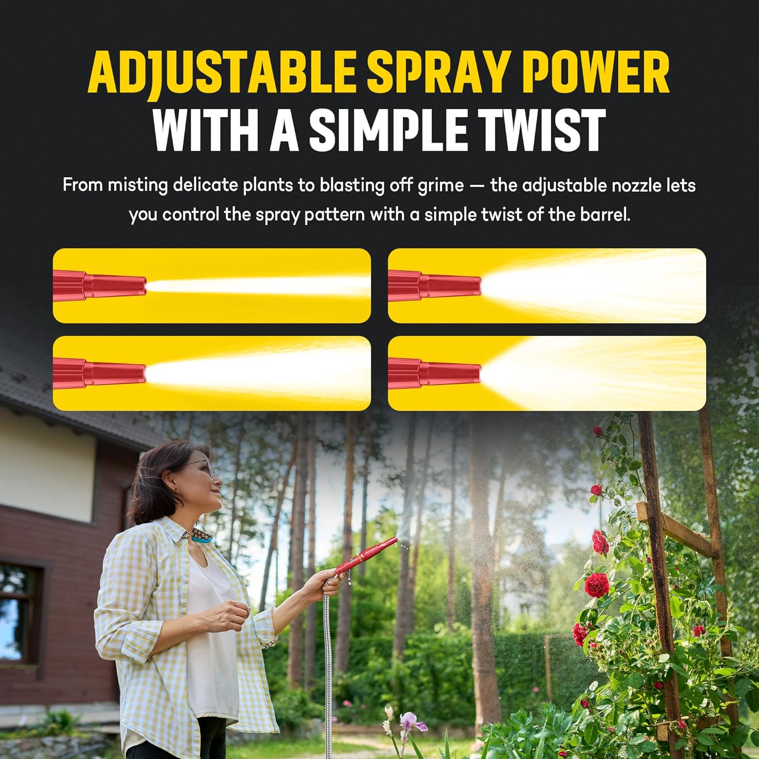 Stainless Steel Water Hose | Heavy Duty Metal Garden Hose with Nozzle | Kink Free, Anti Rust | Flexible and Lightweight Water Pipe for Gardening | Available in Different Sizes | HydroPro