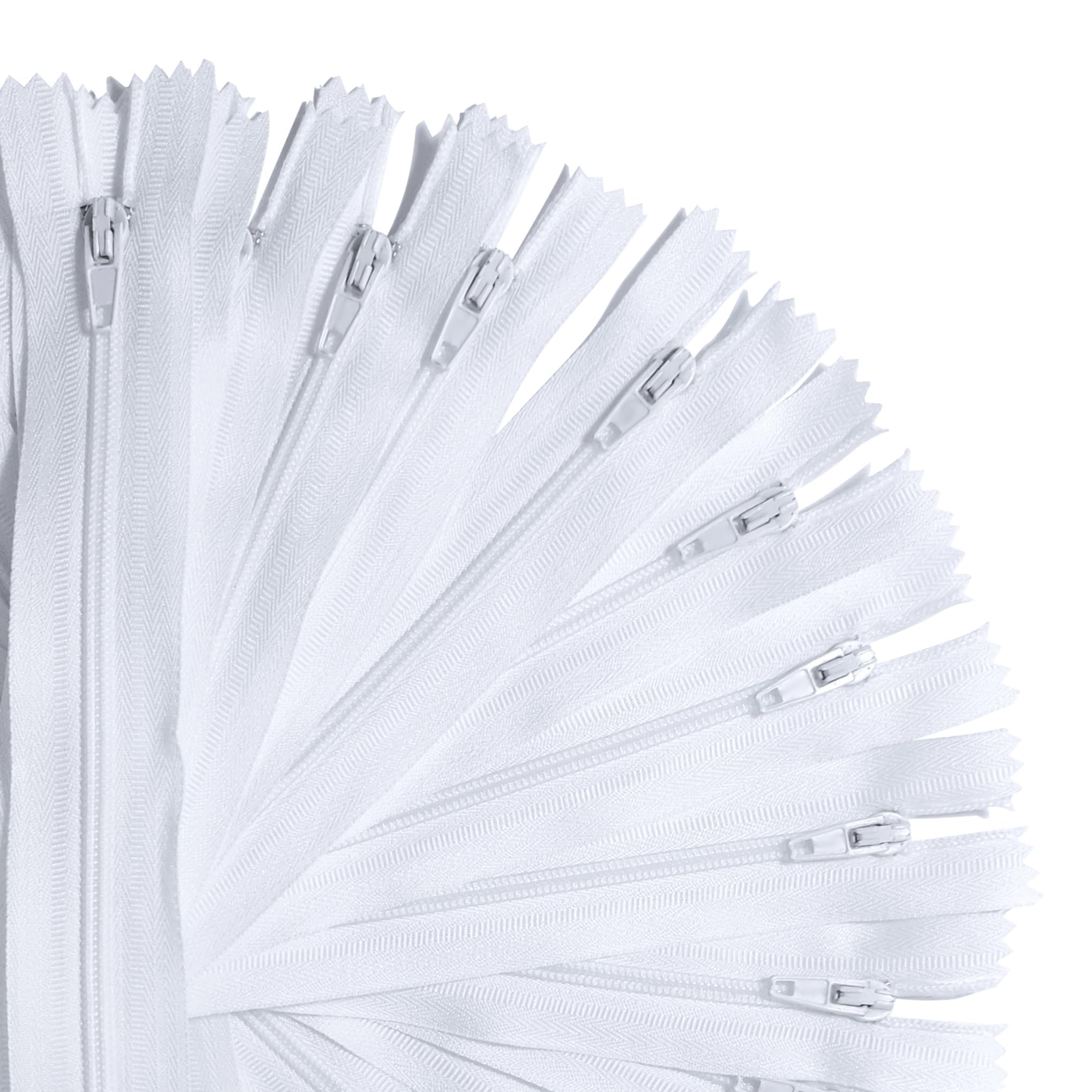 KGS Nylon Zippers for Sewing Crafts | Size: 12 Inch | Color: White | 100 Pieces per Pack | Single Color #3 Nylon Zippers for Making Bags, Pouches, Pillow Covers and Sewing Craft Projects