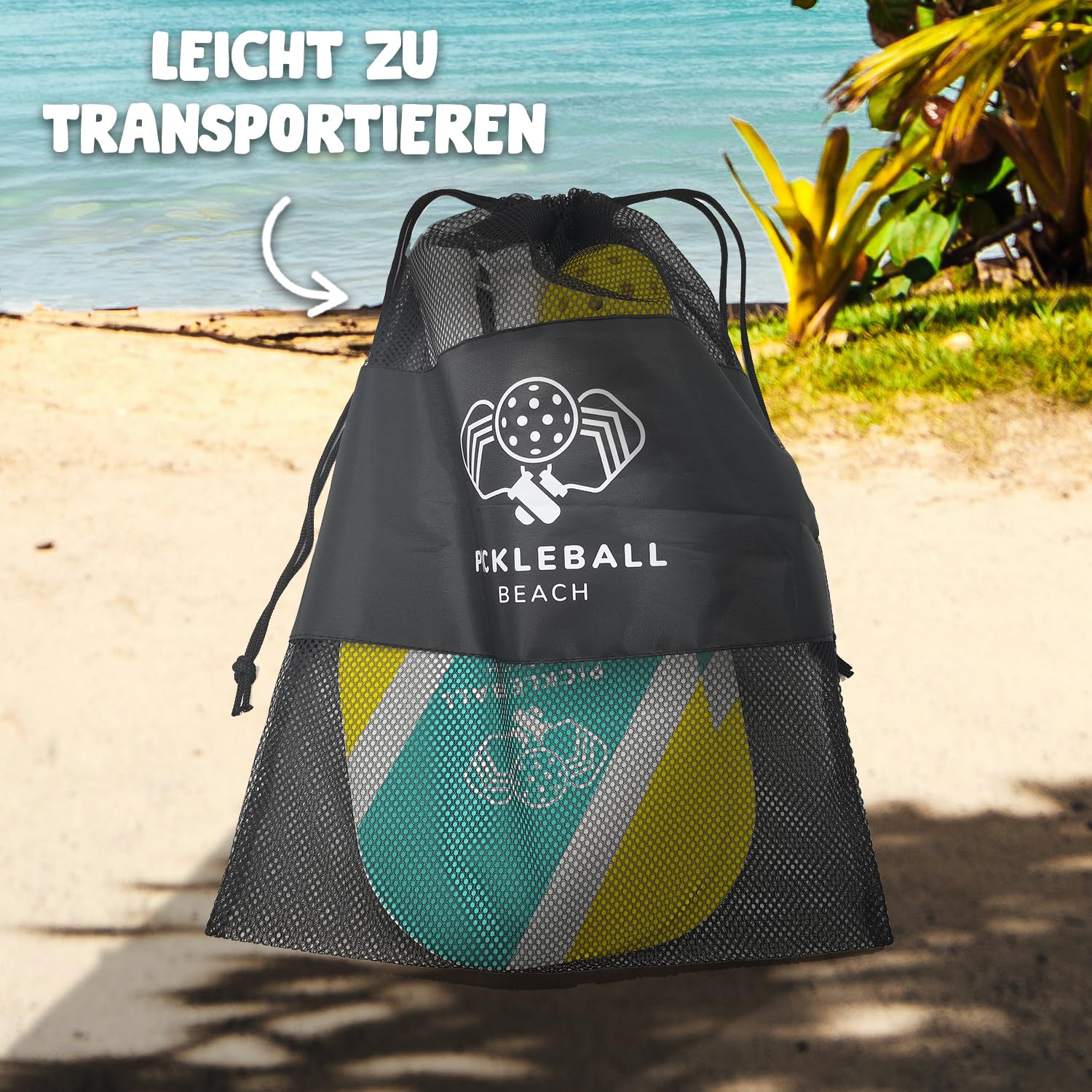 Pickleball Pro® | 2 Holzschläger + 3 Bälle | Offizielles Pickle Ball Set mit Transporttasche | Strand, Outdoor, Sport Spiel | Erwachsenenspiele | 100% Fun | OriginalCorner®