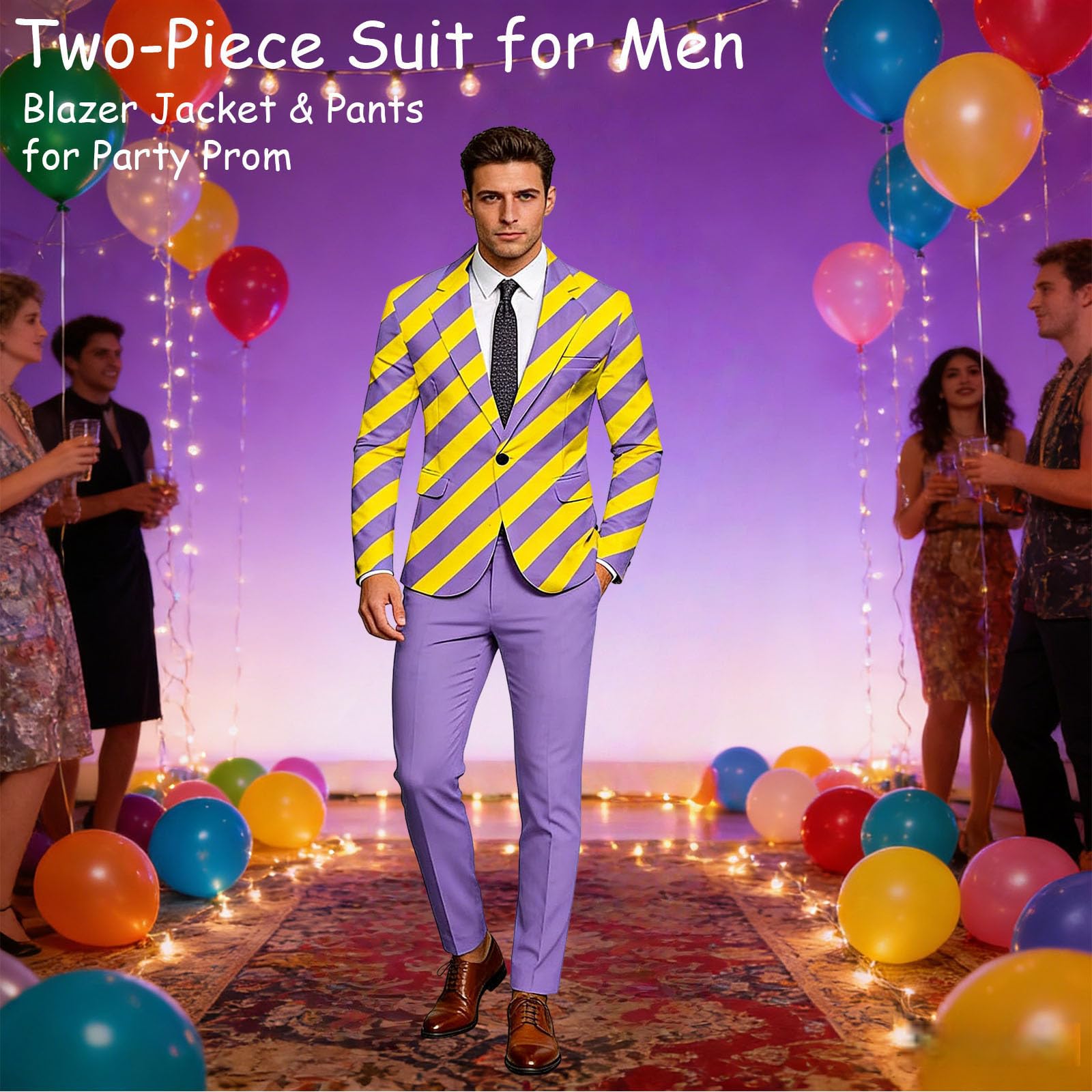 ENEN 3D Vestito da Uomo, 2 Pezzi, Slim Fit, da Uomo, Divertente, con Stile Bar 3D, Elegante Giacca con Pantaloni, Abito da Sposa, Moderno, per Feste