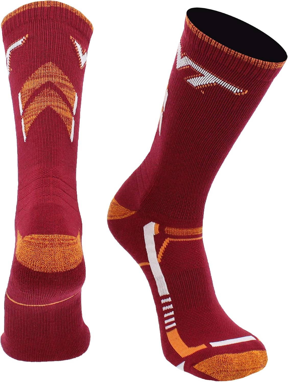 TCK Virginia Tech Hokies Champion Crew Socks (Maroon/Gold, Large)